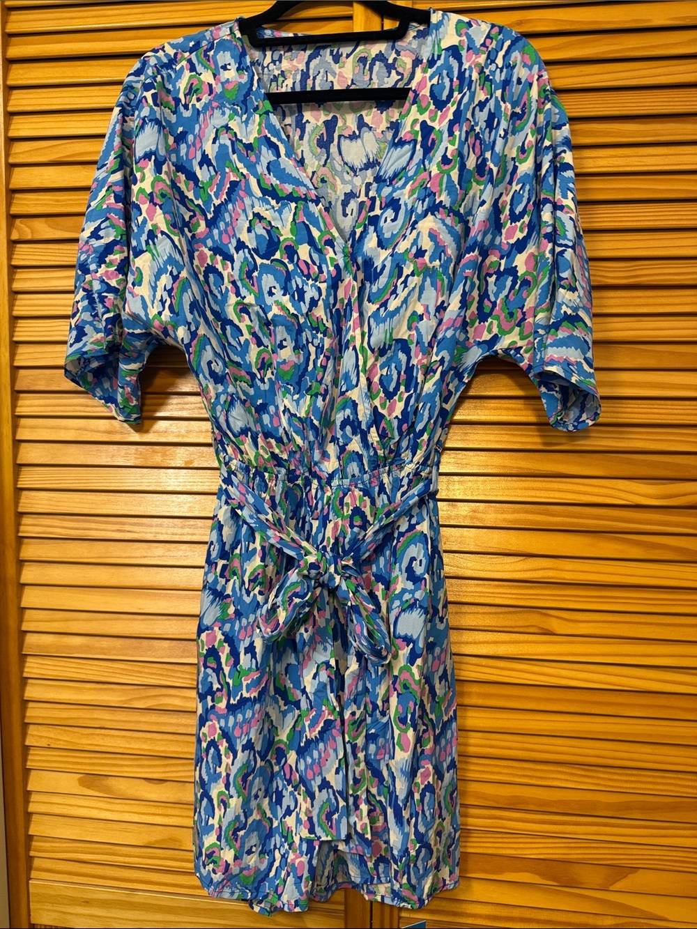 Cupshe Blue Multicolor Floral Tie-Waist Dress